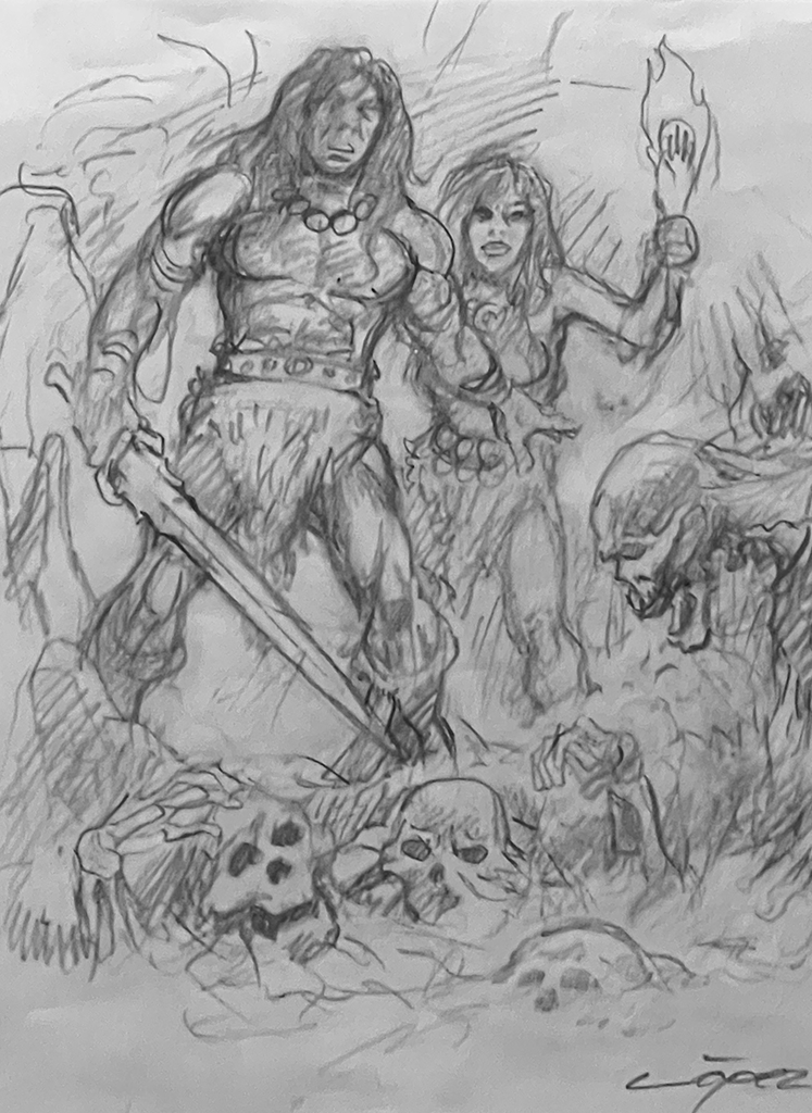 Arte preliminar de la portada Conan n.º90 por López Espí